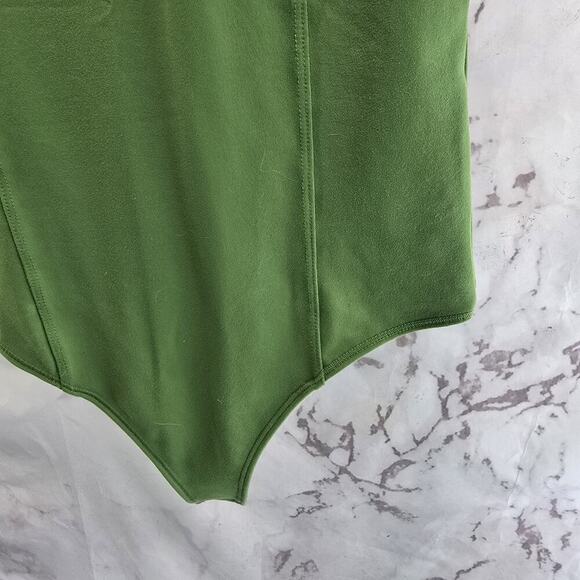 Abercrombie & Fitch Bodysuit Womens Small Green Tank High Neck Thong Soft - Picture 4 of 11